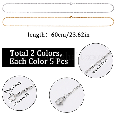 10 шт. 2-х цветное ожерелье из нержавеющей стали 304 с цепочкой NJEW-SC0001-25-1