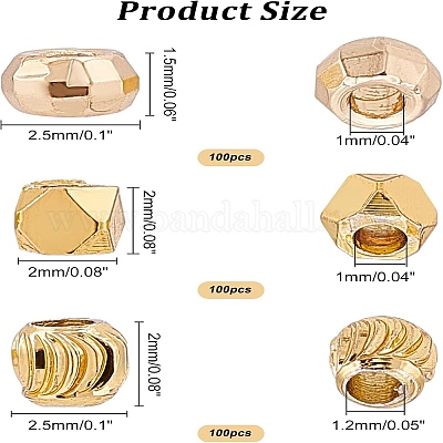300шт 3 стильные латунные бусины KK-FH0004-03-1