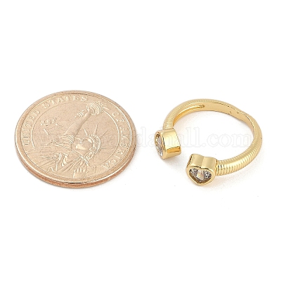 Открытые манжеты из латуни с микропаве и прозрачным цирконием для женщин&nbsp;LS-RJEW-M026-01G-02-1