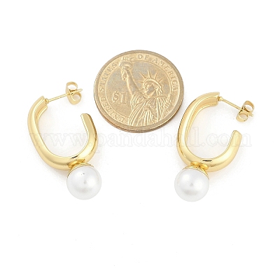 Ионное покрытие (ip) овальные серьги-гвоздики из нержавеющей стали 304 EJEW-A119-09G-02-1