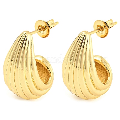 Латунные серьги-гвоздики с подвесками в форме капли в виде стойки EJEW-K245-36G-1