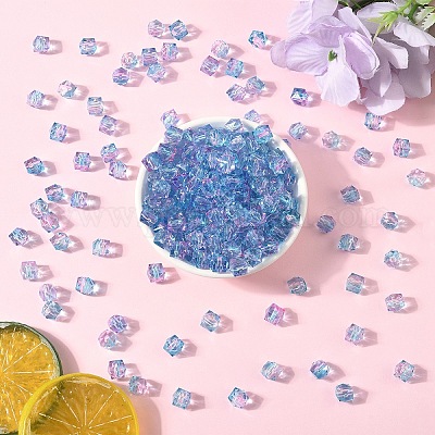 300 шт. двухцветные прозрачные акриловые бусины&nbsp;ACRP-YW0001-16-1