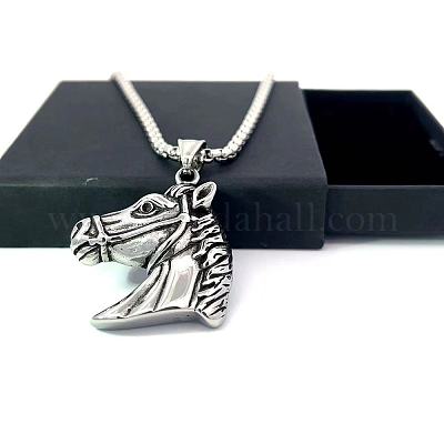 Винтажные ожерелья из нержавеющей стали с подвеской в виде лошади для мужчин TJ2948-1