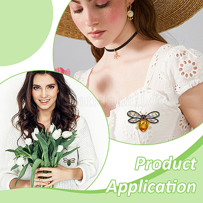 6 шт. 2 цвета пчелы сплав горный хрусталь броши на лацкан для рюкзака одежды JEWB-ME0001-08-1