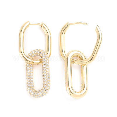 Серьги-кольца из латуни с микро-паве из фианита EJEW-G274-09G-02-1