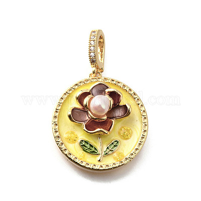 Латунные подвески с микропаве из кубического циркония и эмали KK-R222-10G-03-1