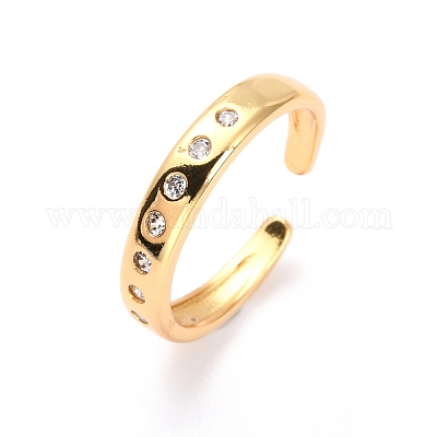 Латунные кольца из манжеты с прозрачным цирконием RJEW-O046-07G-1