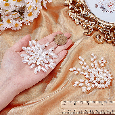 2 шт. 2 стили булавки с цветочным рисунком и имитацией жемчуга&nbsp;JEWB-AR0001-28-1