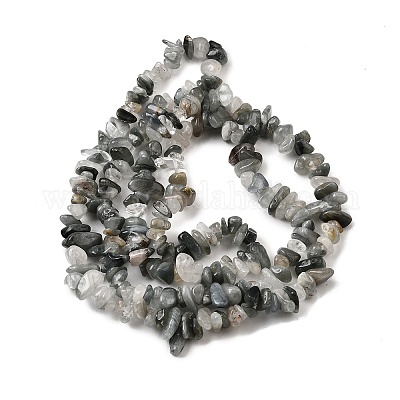 Нити бусин из натурального голубого меха кролика с рутиловым кварцем G-H315-A06-01-1