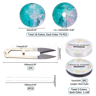 DIY выпечки расписные хрустящие стеклянные бусины стрейч наборы для изготовления браслетов DIY-PH0004-54D-1