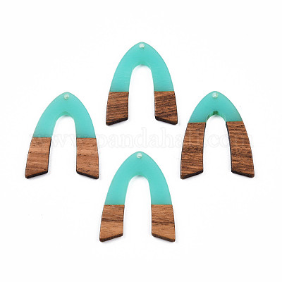 Подвески из прозрачной смолы и ореха RESI-N025-029-C04-1