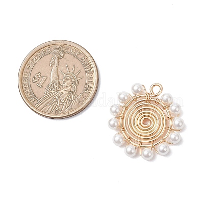 4 шт. 4 подвески из круглой бусины с ракушками и жемчугом PALLOY-TA00328-1