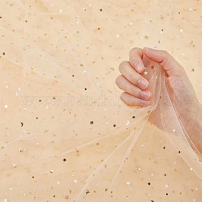 Нейлоновая сетчатая ткань с узором звезды DIY-WH0569-01B-1