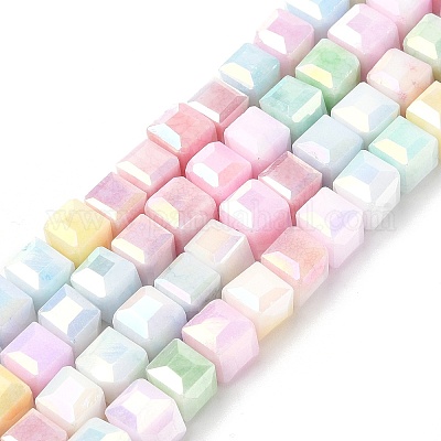 Гальванические непрозрачные стеклянные бусины EGLA-U004-02C-1