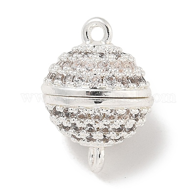 Магнитные застежки из латуни с микропейвом и прозрачным кубическим цирконием KK-P284-01B-S-1