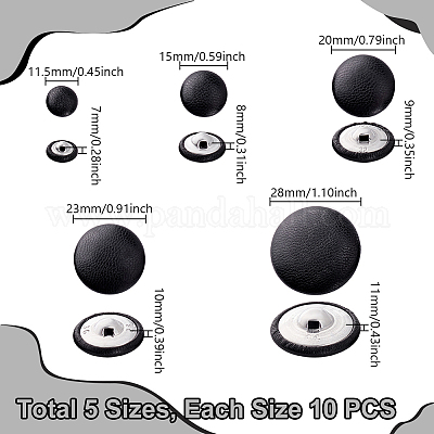 50 шт. 5 стиля 1-дырочные пуговицы из искусственной кожи с алюминием BUTT-GA0001-35-1