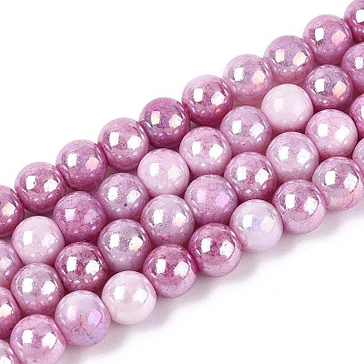 Гальванические непрозрачные стеклянные бусины EGLA-T026-8mm-05J-1