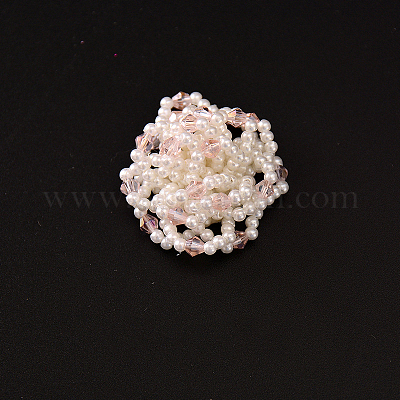 Цветочные аппликации из пластиковых бусин с имитацией жемчуга WG82391-04-1