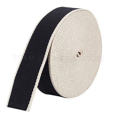 Wholesale BENECREAT 10 Yards Cotton Webbing Strap Heavy Sewing Webbing  1-1/2 inch Polycotton Ribbons for Dressmaking Crafts Garment Accessories  Two Tone Black and White Color 