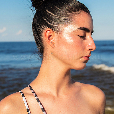 12 шт. 6 цвета 304 нержавеющая сталь серьги-кольца с булавками для женщин AJEW-UN0001-40-1