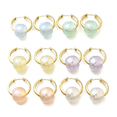 Круглые латунные серьги-кольца EJEW-Z086-01G-1