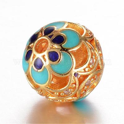 Латунные микро проложить кубического циркония бусы ZIRC-D114-23G-1