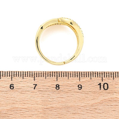 Кольца из латуни с микропаве из прозрачных кубических цирконий для женщин RJEW-U047-22G-1