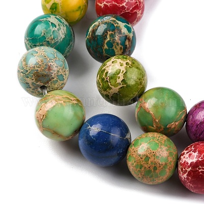 Нити бусин из окрашенного натурального регалита/императорской яшмы/морского осадка яшмы G-B124-C03-01-1