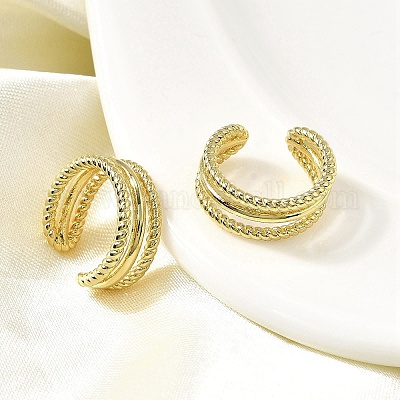 Тройные серьги-каффы в форме буквы С из латуни EJEW-L261-018G-1