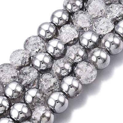 Гальванизированные нити стеклянных бусин с эффектом кракле EGLA-N014-10mm-03-1
