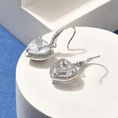 Латунь кубического циркония болтающийся серьги EJEW-M048-06P-1