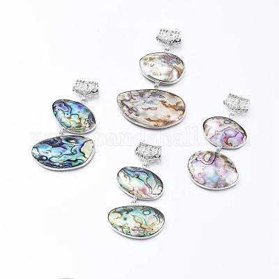 Латунь ушка оболочки овальные большие кулоны SSHEL-F0006-04-1