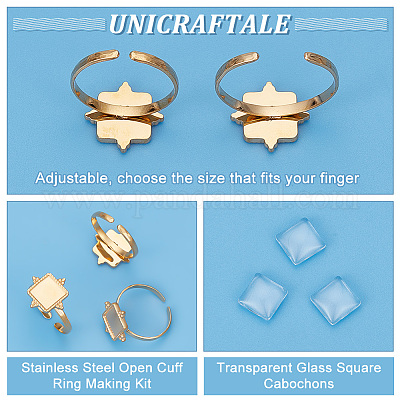 Набор для самостоятельного изготовления открытого кольца-манжеты из квадратной заготовки из нержавеющей стали 304 DIY-UN0005-80-1