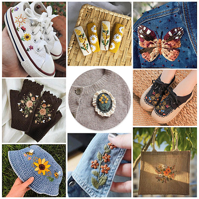 22 пачка полиэстеровых ниток для вышивания 22 цветов с осенней тематикой OCOR-TA0002-80-1