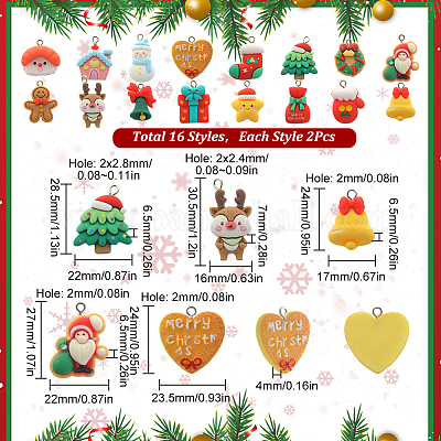 32шт 16 стиля непрозрачные подвески из смолы RESI-SC0002-52-1