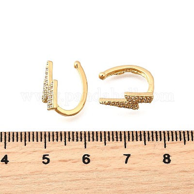 Латунные серьги-манжеты из прозрачного кубического циркония EJEW-F370-22G-1