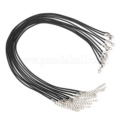 Leather Wax Rope Cord Necklace with Lobster Clasp Black Jewelry Necklace  String 18'' Clasp Chain for