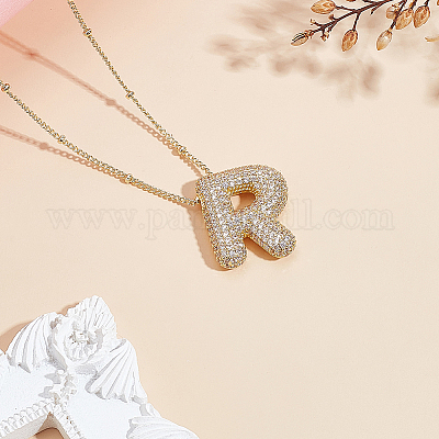 1 шт. латунные подвески в виде букв с микропаве из кубического циркония NJEW-LP0001-43R-G-1