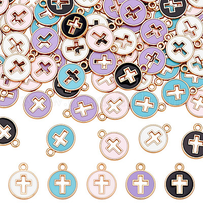 80шт подвески из эмалированного сплава с покрытием из светлого золота ENAM-ME0001-09-1