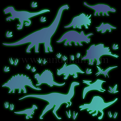 Creatcabin 暗闇で光る恐竜壁デカール ティラノサウルスの足跡 壁