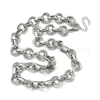 Ожерелья из двух звеньев цепи из нержавеющей стали 304 NJEW-S453-02G-A-1