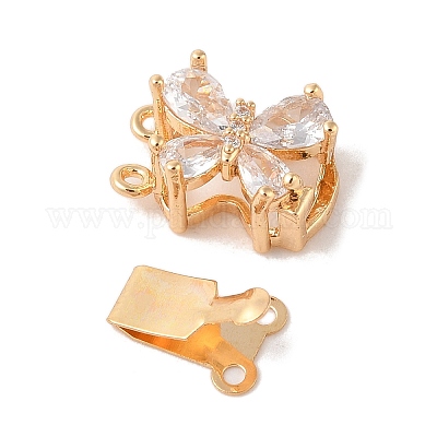 Застежки для коробок из золотой латуни с микропаве из циркония KK-B100-038G-1