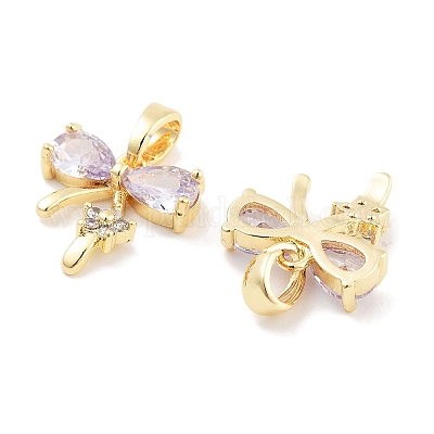 Латунные микро проложить кубического циркония подвески KK-P271-06G-A-1