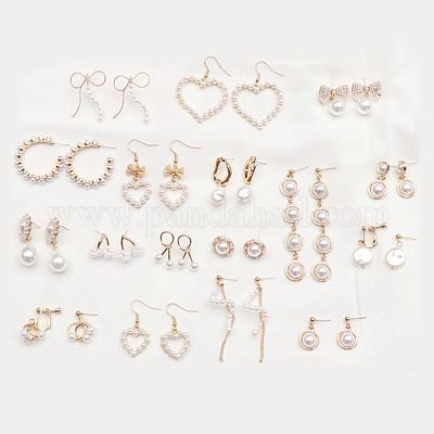 124 шт. 6 вида стеклянных бусин с имитацией жемчуга GLAA-AR0001-65-1