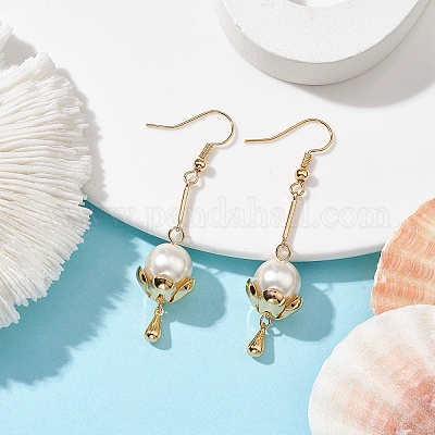 Серьги-подвески в форме лотоса из нержавеющей стали 304 EJEW-TA00414-1