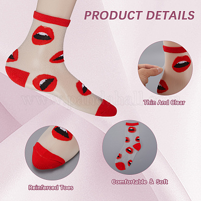 5 пара 5 стилей нейлоновых носков из стеклошелка для женщин AJEW-CN0004-34-1