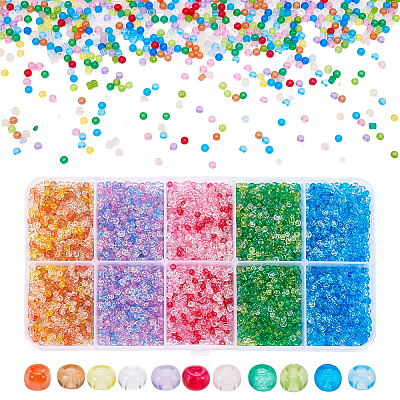 10 набор из 5-х цветных прозрачных бусин ручной работы в технике лэмпворк LAMP-WR0001-02-1