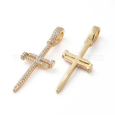 Латунные микропаве прозрачные подвески с фианитом ZIRC-L076-034G-1