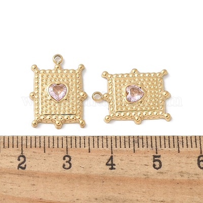 Подвески из нержавеющей стали 304 со стразами светло-розового цвета STAS-Z122-52G-1