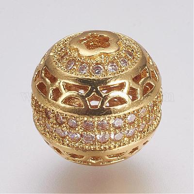 Латунные микро проложить кубического циркония бусы ZIRC-G087-21-1